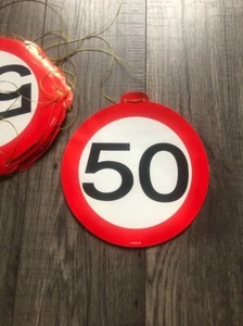 Deko zum 50. Geburtstag - Road Style Papierschild 10m Girlande - 20 cm Durchmesser - Bild 1 von 6