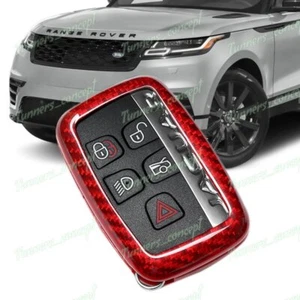 Red For Land Rover Range Rover Discovery Real Carbon Fiber Remote Key Fob Cover - Picture 1 of 8