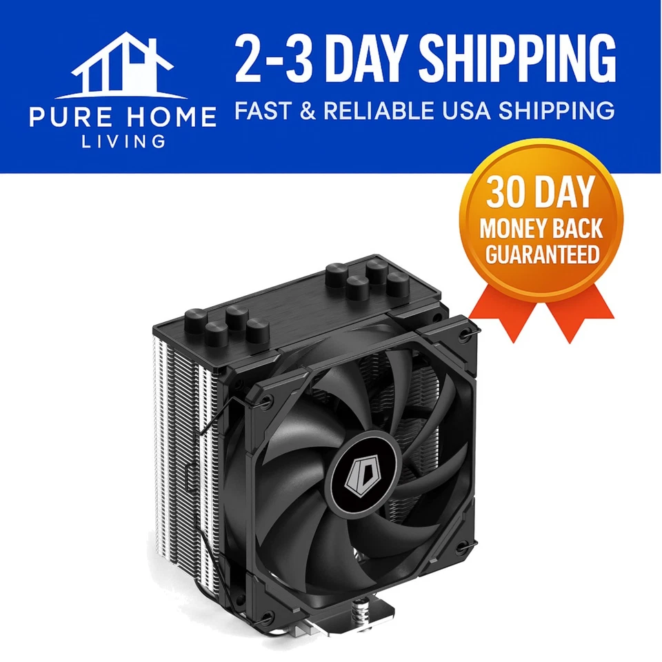 Ultra-Quiet CPU Cooler with 4 Heatpipes & Speed-Control 120mm Fan for Gaming PCs - Image 1 of 4