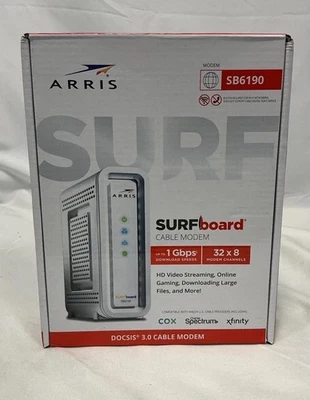 ARRIS Surfboard SB6190-RB DOCSIS 3.0 Cable Modem, White - Image 1 of 2
