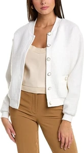 NWT Central Park West Simone Tweed Bomber Jacket M White NEW MSRP $238 FreeS&H - Picture 1 of 8