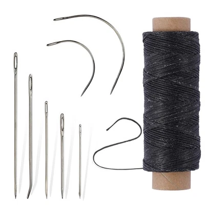 55 Yards Leather Sewing Waxed Thread and Needle Kit for Weave Repair Upholstery - Image 1 of 4