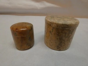 2 Marble Round Trinket Boxs : 2 3/4 ins. & 1 1/2 ins. - Picture 1 of 4