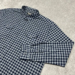 Camisa de franela Barbour a medida para hombre XL azul gris a cuadros manga larga motocicleta - Imagen 1 de 9