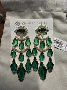 Kendra Scott Alexandria Stufen grün Statement Ohrhänger Ohrstecker Gold Ohrringe - Bild 1 von 4