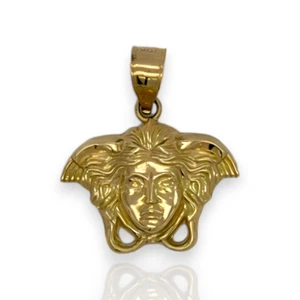 Medusa Face Charm Pendant - 10K Yellow Gold - Picture 1 of 2
