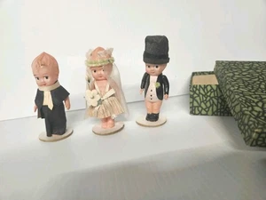 Antike Zelluloid Braut & Bräutigam Miniatur Keramik Hochzeit Figuren-Japan - Bild 1 von 7