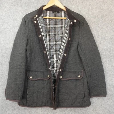 Vintage Burberry Quilted Jacket Mens 2 XSmall Black Nova Plaid Check Wool Chore - Image 1 of 4