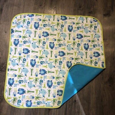 Disney Baby Monsters Inc Baby Blanket Green Trim Pixar Sulley Mike Cotton 28”x28 - Image 1 of 4