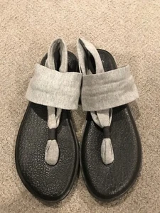 Sanuk Solid Gray Yoga Slings Fabric Sandal Women’s Size 9 - Picture 1 of 9