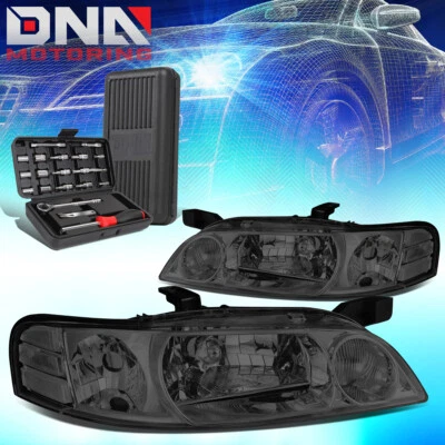 FOR 2000-2001 NISSAN ALTIMA SMOKED HOUSING CLEAR SIDE HEADLIGHT HEAD LAMPS+TOOLS - Image 1 of 4