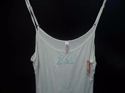 Prendas para dormir de novia de rayón blanco para dama tumbona con correas de espagueti talla mediana Foto 1 de 3