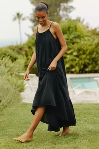 Anthropologie Dress Womens 1X Black/Gray Malika Gauze Scooped Back Relaxed fit - Picture 1 of 9