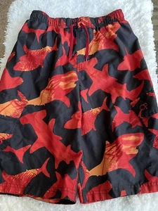 OP boys sz. 18 blk & red shark design swim trunks. Great pair - Picture 1 of 11