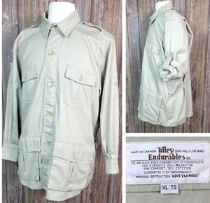 Tilley Endurables Safari Camicia Shacket Caccia Uomo XL L/S Bottoni Cachi - Foto 1 di 12