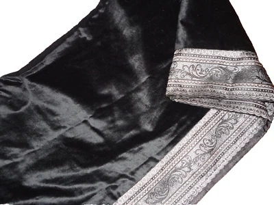 J QUEEN VERA ЧЕРНЫЙ БАРХАТ СЕРЕБРЯНЫЙ ЖАККАРД (1) КОРОЛЕВА ЮБКА ДЛЯ КРОВАТИ 15» - Изображение 1 из 4