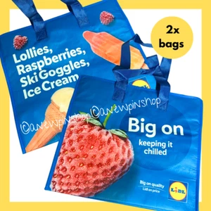 LIDL Einkaufstaschen blau Mix isoliert kühl kühl gefroren Lebensmittel Einkaufstasche x2 - Bild 1 von 6