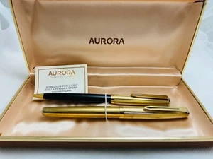 AURORA 98 (Gold Plated Cap & Barrel), 14K M Nib, FOUNTAIN PEN with BallPoint Pen - Picture 1 of 12