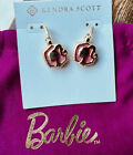 KENDRA SCOTT x BARBIE Drop Earrings Gold Logo Pink Iridescent Glitter Glass NWT