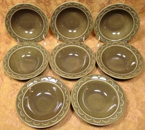 8 retro 1970's SHEFFIELD USA Granada green & arches 6" berry/dessert bowls - Picture 1 of 4