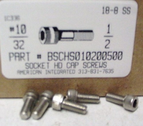10-32x1/2 Flat Head Hex Socket Cap Screws Stainless Steel (40
