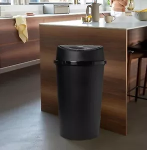 60L ALL BLACK TOUCH TOP BIN / DUSTBIN / RUBBISH BIN / KITCHEN / HOME / PLASTIC - Picture 1 of 5