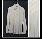 Valentino Herren Kleid Shirt Large 16/41 gelb & weiß Baumwolle Knopfleiste Shirt