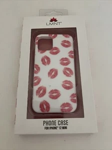 LMNT White Red Lips Kiss Lipstick Print Iphone 12 Mini Case Brand New In Box - Picture 1 of 2