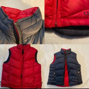 L.L.Bean Reverse Puffer Vest Women’s Sz S Goose Down Red Pockets Gorpcore - Picture 1 of 12
