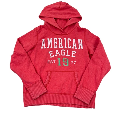 Sudadera con capucha vintage Y2K American Eagle para mujer grande azul desteñida deletreada AEO 2000s * Foto 1 de 4