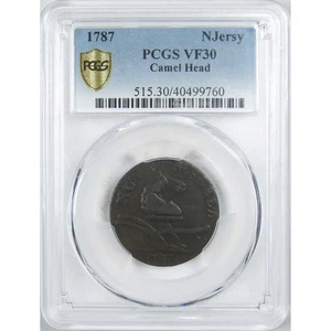 1787 New Jersey Camel Head Copper Coin VF 30 PCGS SKU:I12908 - Picture 1 of 4