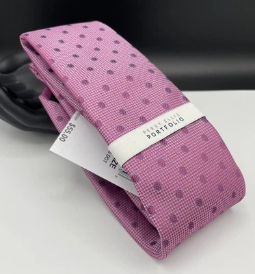 PERRY ELLIS Portfolio Men's 100% Polyester Tie ~ Orchid ~ Judkins Dot ~ MSRP $55 - Image 1 of 4