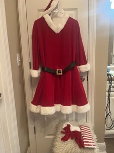 Frau Claus 3XL 5-teiliges Kostüm Weihnachten Santa Kostüm Gürtel Mütze Socken Urlaub - Bild 1 von 21