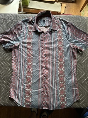 GUESS Mosaic Stripe Short Sleeved Button Up Shirt Mens Medium Slim Fit - Image 1 of 4
