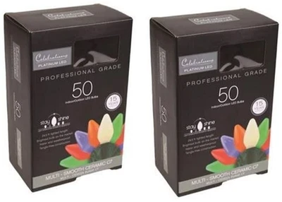 Christmas String Lights C7 LED Opaque 25' ft 50-ct Multicolor, Celebrations 2-PK - Image 1 of 3