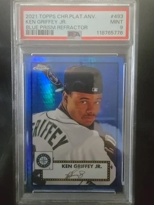 2021 Topps Chrome Platinum Anniversary - Ken Griffey Jr #493 Blue Prism Ref - Image 1 of 2