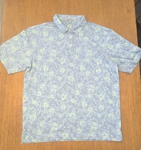 Straight Down Mens Golf Polo Blue Green Floral Size XL - Picture 1 of 18