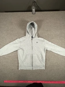 Polo Ralph Lauren Hoodie Youth M 10 - 12 Gray Sweatshirt Full Zip Logo Jacket - Picture 1 of 5
