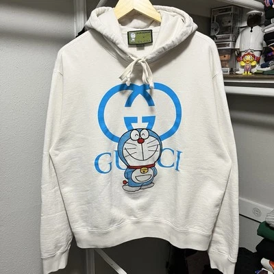 Sudadera con Capucha Gucci X Doraemon Crema Logo Clásico Para Hombre Talla Pequeña Foto 1 de 4