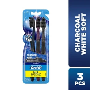 ORAL-B Charcoal White Soft Toothbrush, with CrissCross Bristles x 3's - Picture 1 of 3