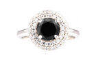 1,60Kt Okrągły kształt Naturalny czarny diamentowy pierścionek soliter w srebrze szterlingowym 925