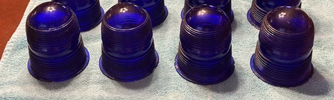 4 Vintage 5” Blue Crouse Hinds Airport Runways Glass Light Covers Cover