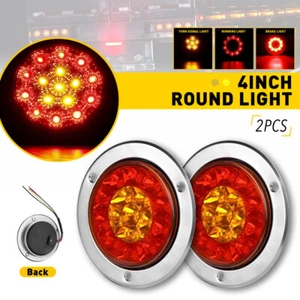 2PCS 12V LED Car Round Amber Red Taillights Rear Fog Light Reverse Lamp For Car - Picture 1 of 13
