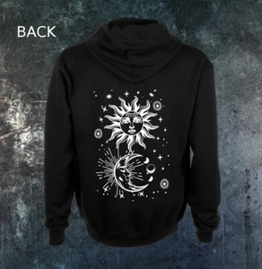 Sun Moon Zip Hoodie - Occult pentacle star Punk Metal grunge gothic hippie witch - Picture 1 of 6