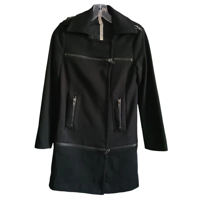 Abrigo Chaqueta Tejido Bailey 44 Long Line Convertible Detalle Cremallera Negro XS 407-5073 Foto 1 de 4