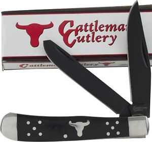 Cattlemans Cutlery Black Angus Trapper Pocket Knife 2 Blade Folding CC0002BD