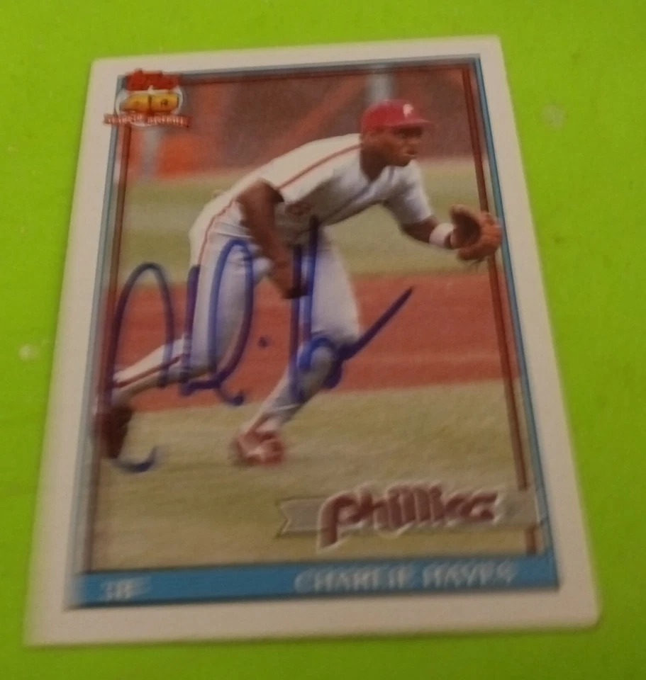 1991 Charlie Hayes SIGNED Topps MLB Baseball Card #312 Philadelphia Phillies  - Image 1 of 1