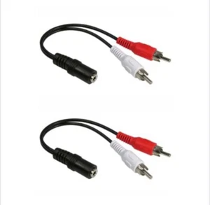 2 Pack 3.5mm Audio to 2 RCA Cable 6" Stereo Female to 2RCA Male Y Splitter Aux - Picture 1 of 2