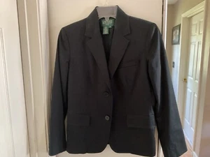 Ralph Lauren Women Black Suit Jacket Fully Lined 2 Buttons Size 6 P - Picture 1 of 12