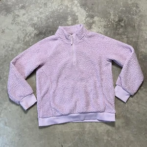 Athleta Girl Fleece Jacket Junior XXL 16 Purple 1/4 Zip Pullover So Snug Sherpa - Picture 1 of 10
